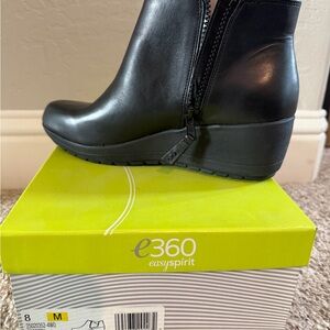 Easy Spirit Black Leather Wedge Boots